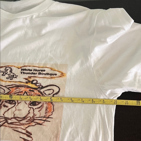 Unisex White Thee Golden Tiger Art Graphic T-Shirt by Julie Lee - Picture 3 of 4